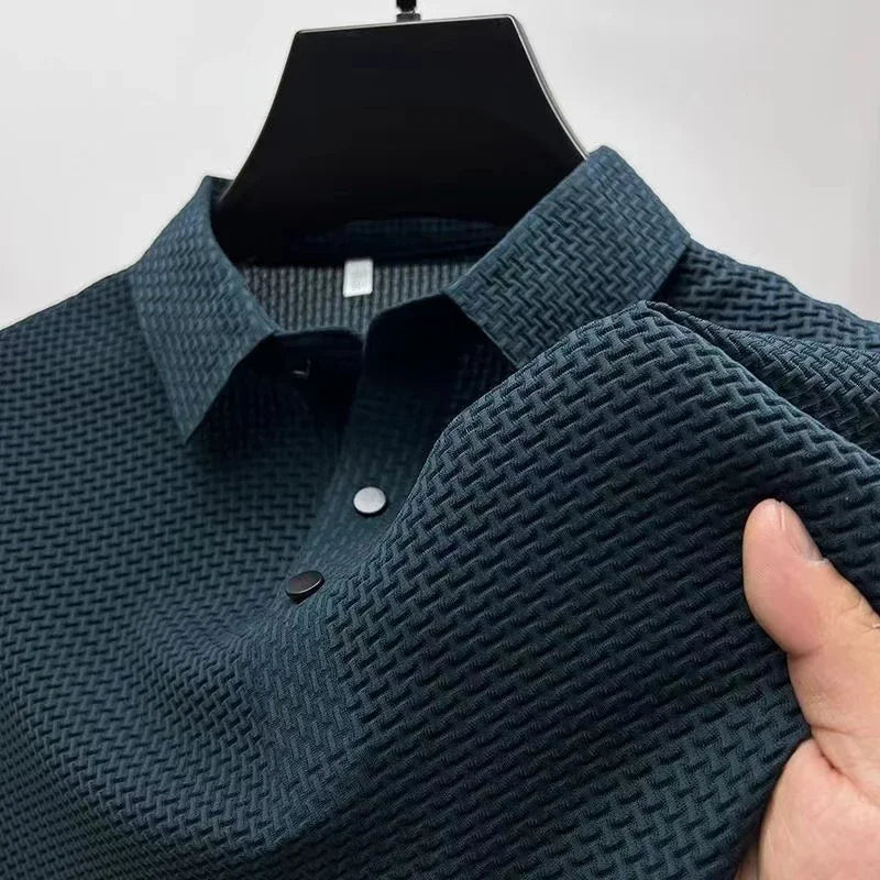 Polo Affaires Fleur d’Os Couleur Unie Homme — Respirant Confortable Été