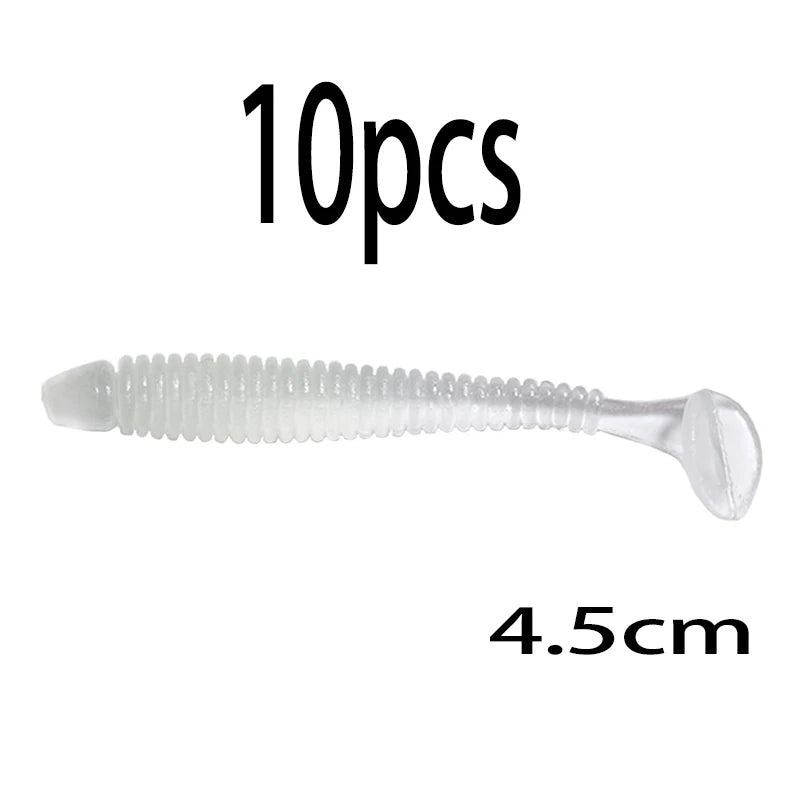 Leurre souple en silicone 4,5 cm avec queue en T — nageur, pêche carpe, black-bass, brochet