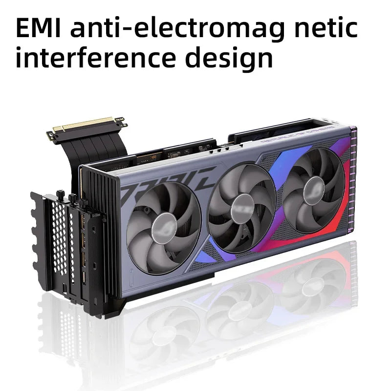 Teucer support de montage GPU Vertical support de carte graphique PC PCI-E 3.0/4.0x16 Anti-interférence Flexible 90 °   Câble d'extension