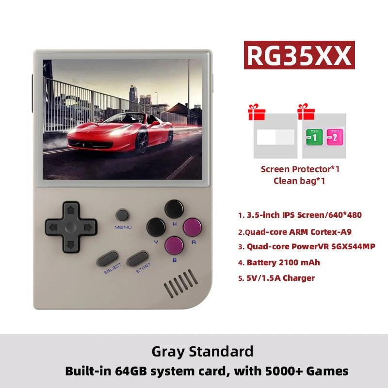 Console de jeu rétro portable — écran IPS 3,5", Linux, WiFi, Bluetooth, HDMI, 5000+ jeux, 64 Go