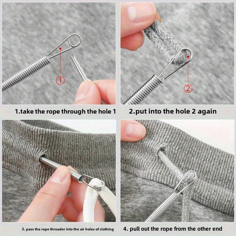 Enfile-cordon à ressort pliable, Clip pour pantalons, sweat à capuche, bande élastique, cordon en dentelle, fil à cordon Flexible, accessoires de couture, bricolage