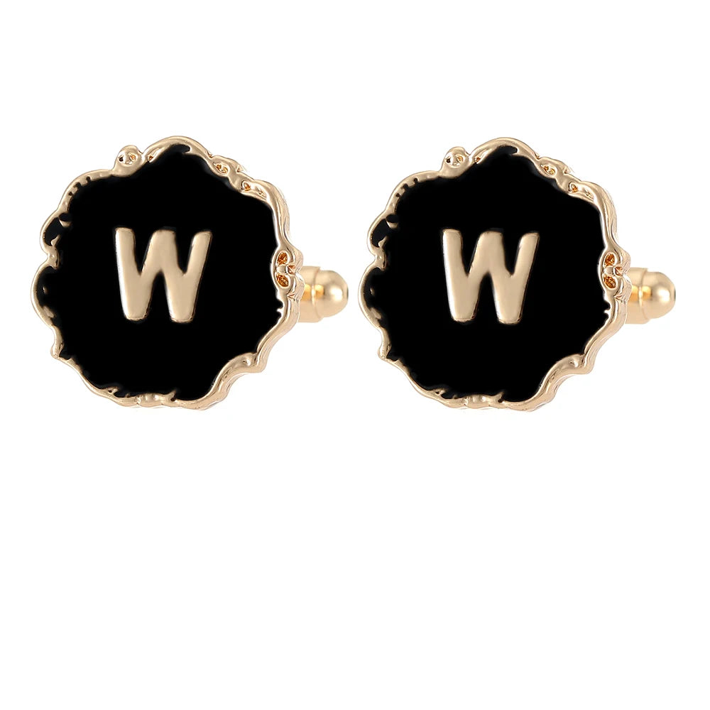 Gemelos clásicos para hombre, 26 letras iniciales del alfabeto, A B C D E F G H I J K L M N O P Q R S T U, botón de manga V W X Y Z