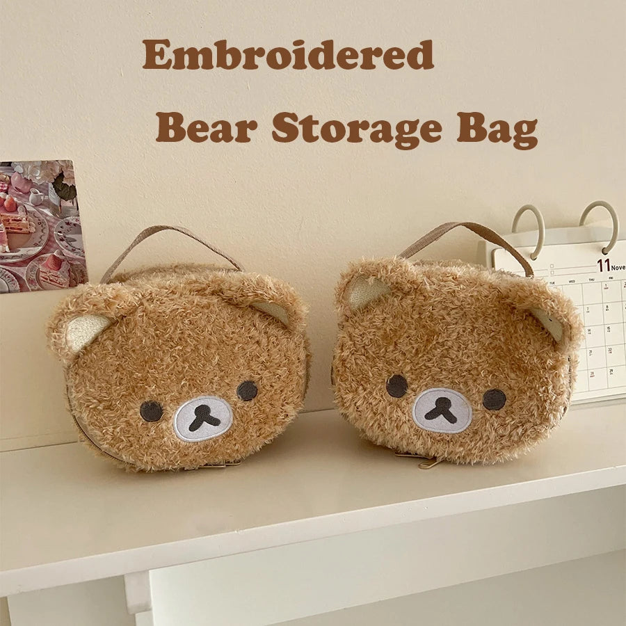 Plush Makeup Bag, Casual Bear Cosmetic Bag, Jewelry Storage Pouch for Women, Girls' Handbag Organizer, Gift, Special Offers