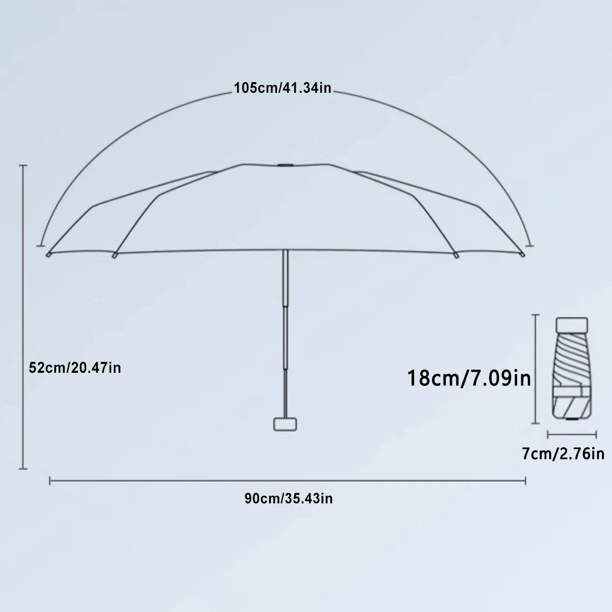 Ultra-Light UV Protection Umbrella – Compact and Foldable Design with Stainless Steel Handle for Sun and Rain, Durable 190T Canopy