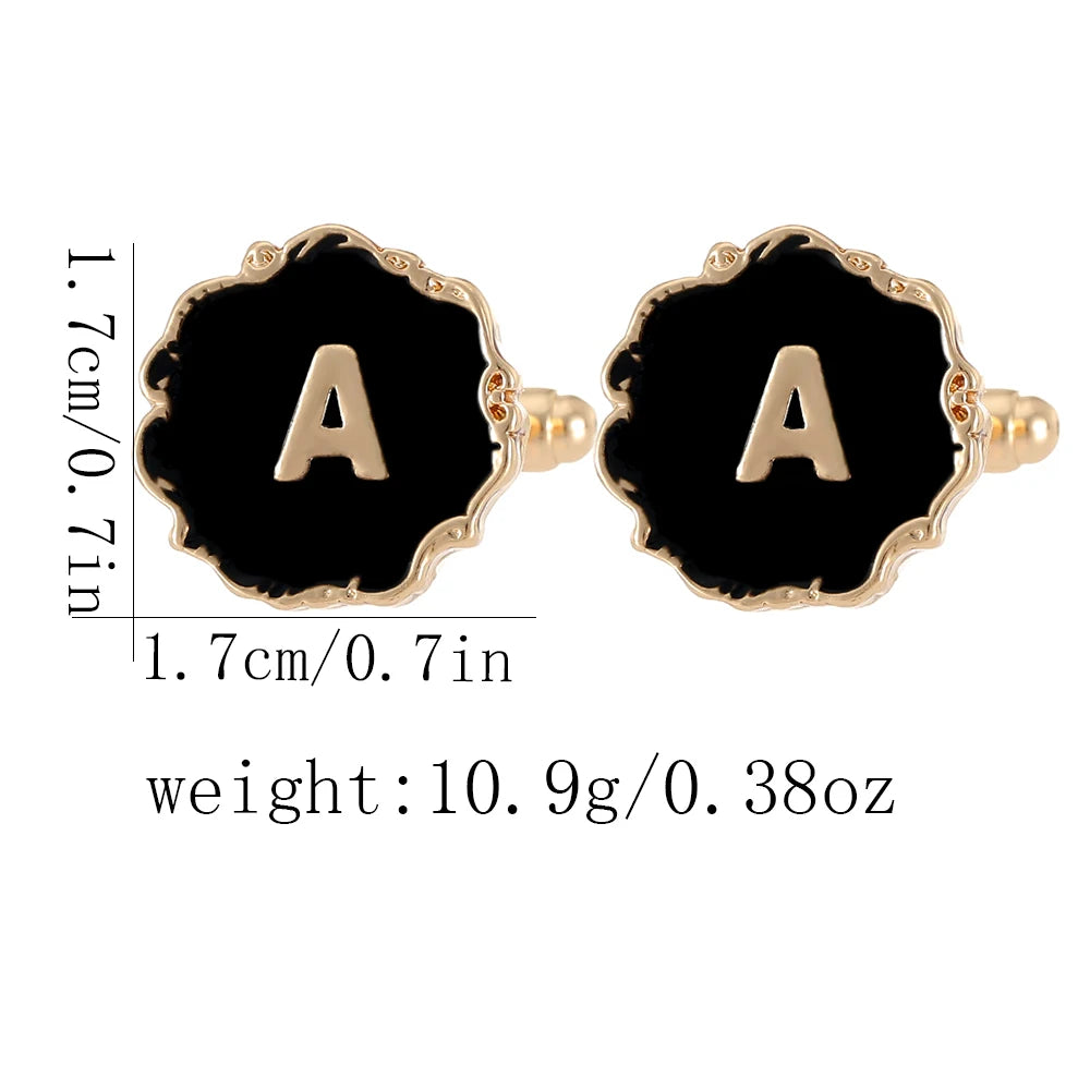 Gemelos clásicos para hombre, 26 letras iniciales del alfabeto, A B C D E F G H I J K L M N O P Q R S T U, botón de manga V W X Y Z