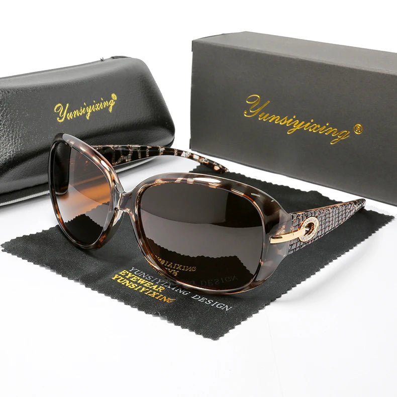 Lunettes de soleil polarisées pour femme — design mode classique, grand cadre, vintage