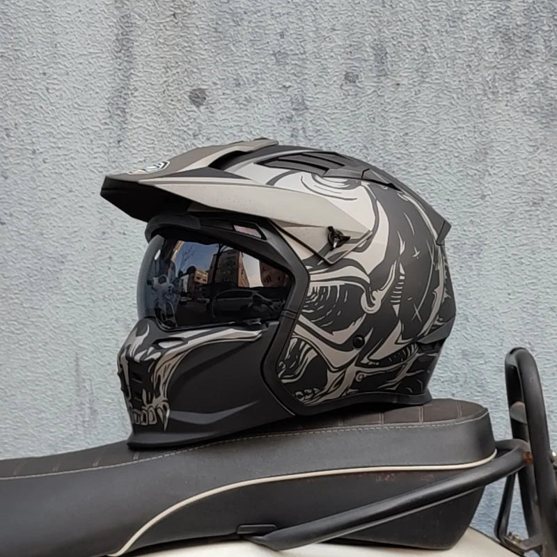 Casque Moto Vintage Demi-Casque Style Guerrier — Cruising Noir Homme Femme