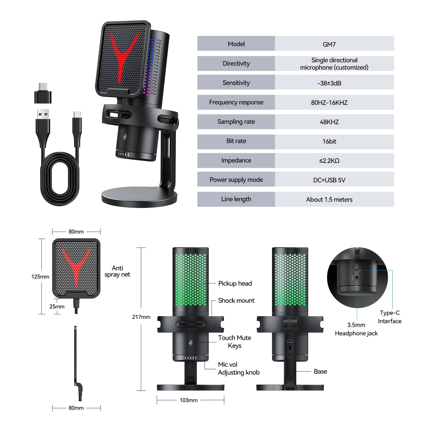 Microphone USB à condensateur pour gaming et podcast – Micro filaire pour PC, streaming et karaoké