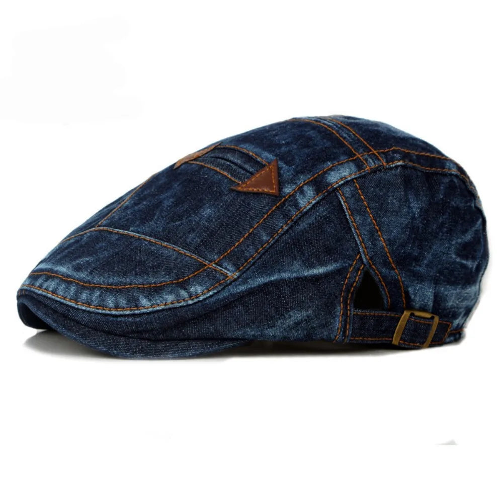 Béret Jean Denim Unisexe — Casquette Plate Mode Printemps Été