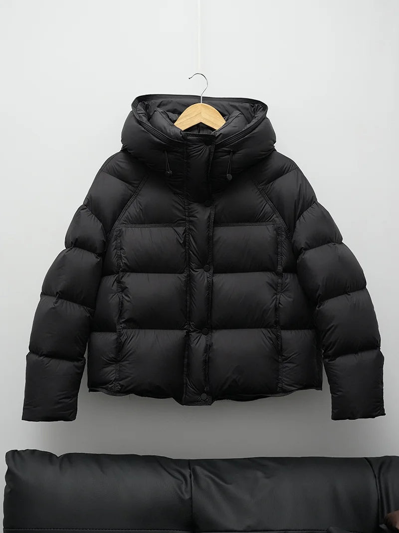 ZAROY Chaqueta de invierno para mujer, gruesa, cálida, con capucha, de algodón, Parkas de Corea, sólida, versátil, casual, abrigo corto, ropa de abrigo para la nieve, chaqueta