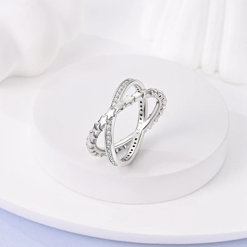 925 Sterling Silver Rings, Intertwined Line, Zircon Geometric Coiled Rings, Romantic Engagement, Wedding, Valentine's Day, Fine Jewelry, Gift
