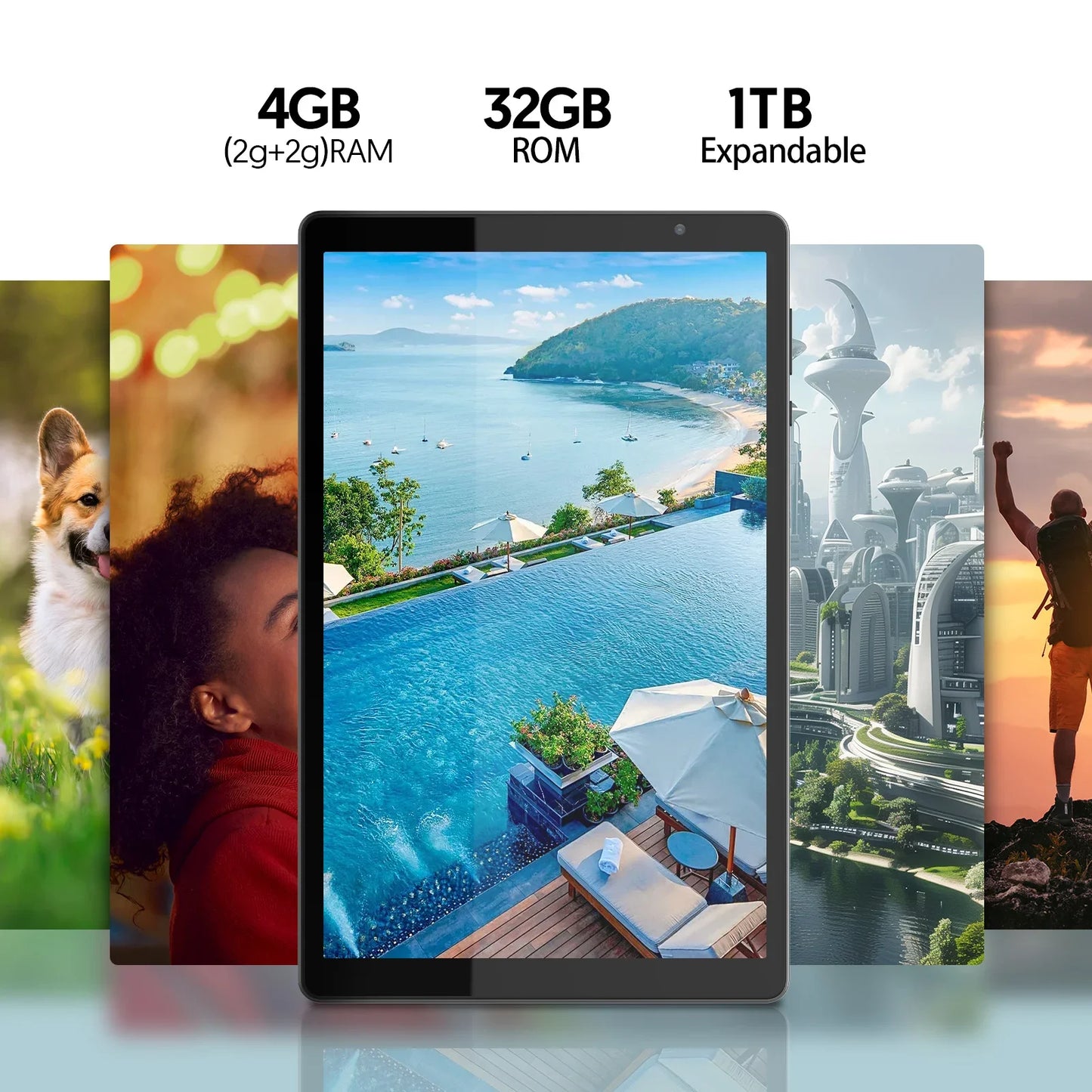 Latest Android 14 Tablet, 10-inch Tablet, Quad-core Processor, 5G WiFi, 4GB ROM + 32GB RAM, 1280 x 800 Resolution, 6000mAh Battery