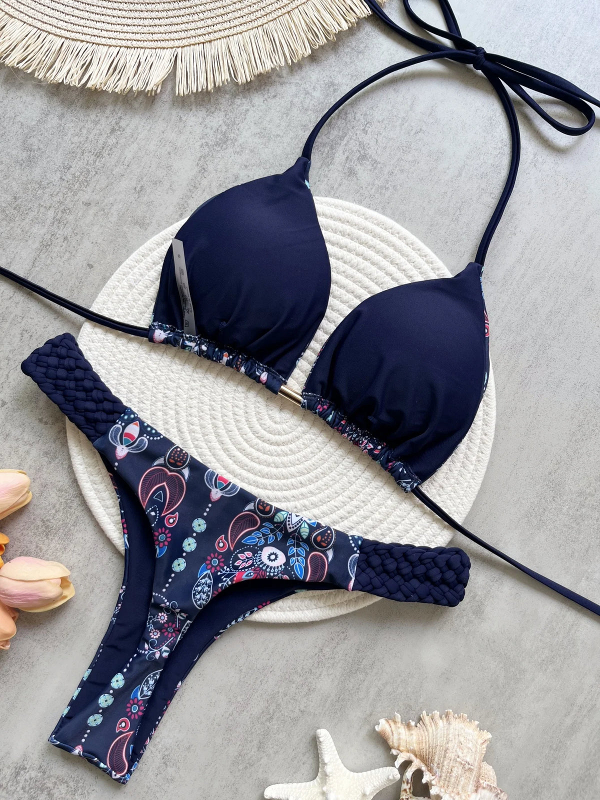 RUOTONSEPT imprimé licou Mini string coupe haute Bikini femme maillot de bain femmes maillots de bain deux pièces Bikini ensemble baigneur maillot de bain bain