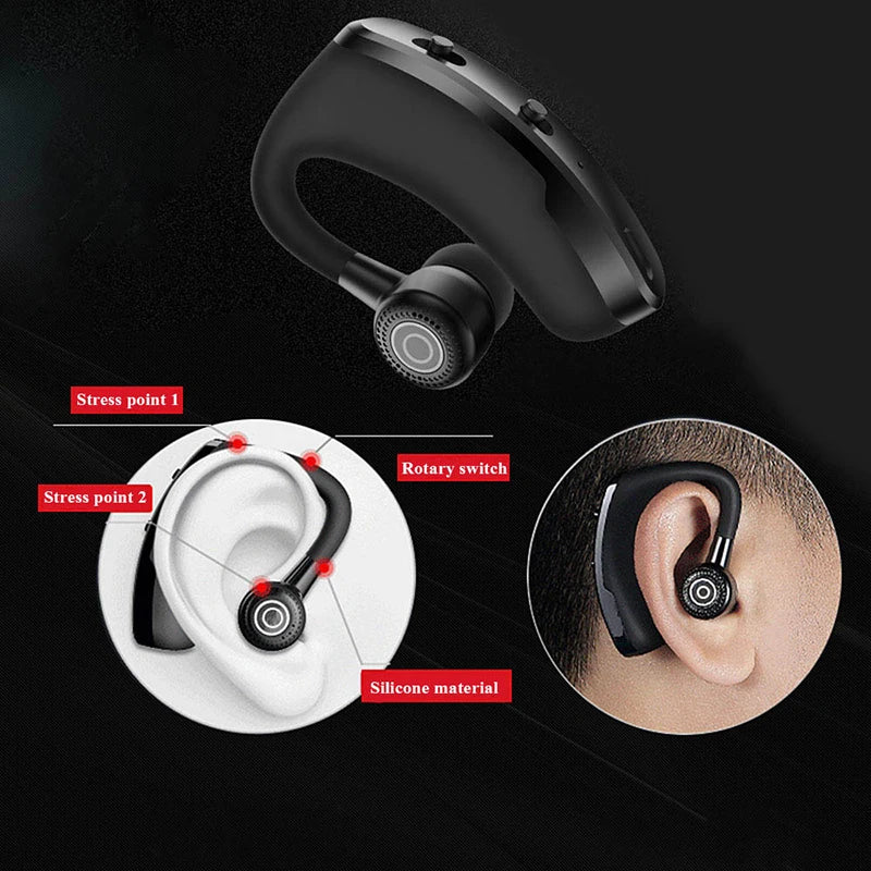 Auriculares Bluetooth VAORLO V9 deportivos para conducir, auriculares inalámbricos con micrófono HD, llamadas manos libres estéreo, auriculares de negocios Muics V8