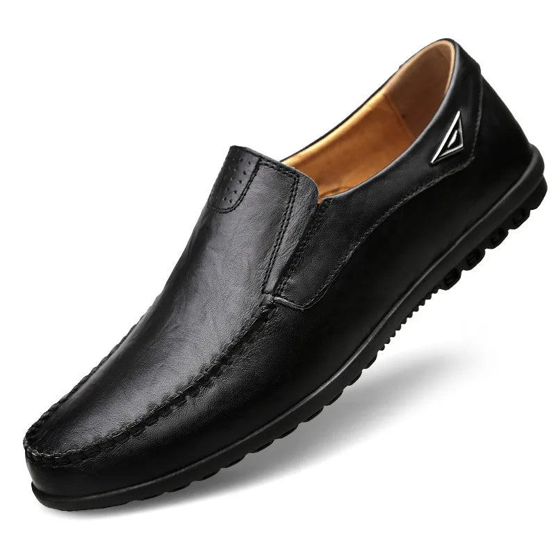 Men's Casual Shoes Genuine Leather Luxury Brand Designer Loafers 2025 Slip-on Black Driving Shoes Zapatos Casuales
