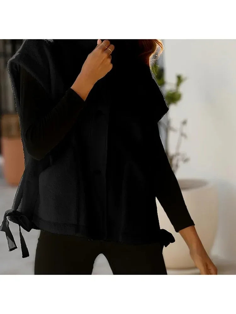 Gilet polaire pelucheux pour femme, surdimensionné, sans manches, Sherpa, chaud, boutonné, vêtements d'extérieur avec poches