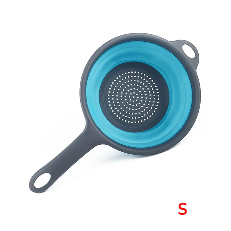 LMETJMA Colador plegable de silicona con mango, escurridor de cocina plegable para pasta, verduras, frutas JT111