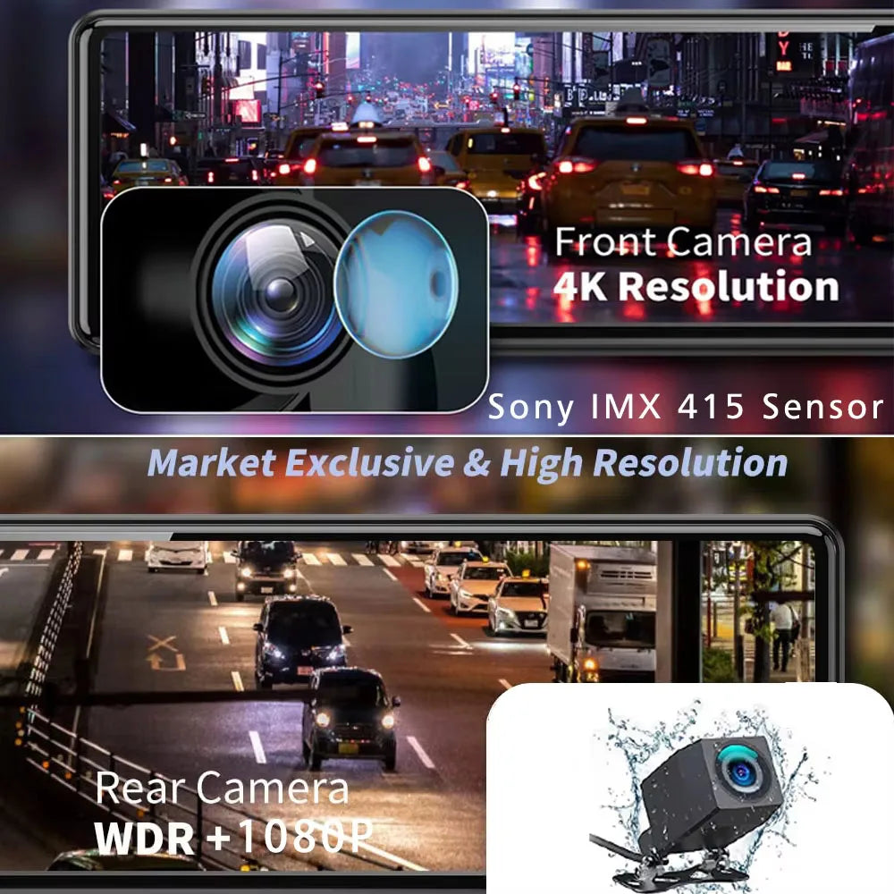 Dashcam Rétroviseur 4K UHD 2160P GPS WiFi — 11,26" IPS Double Lentille