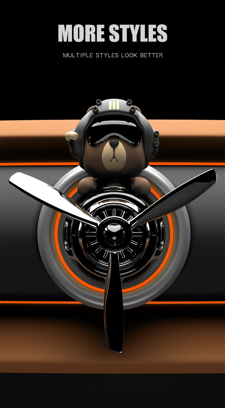 Tête secouer hélice rotative avion cool ours pilote voiture désodorisants accessoires décoration amusant diffuseur parfum parfum hommes