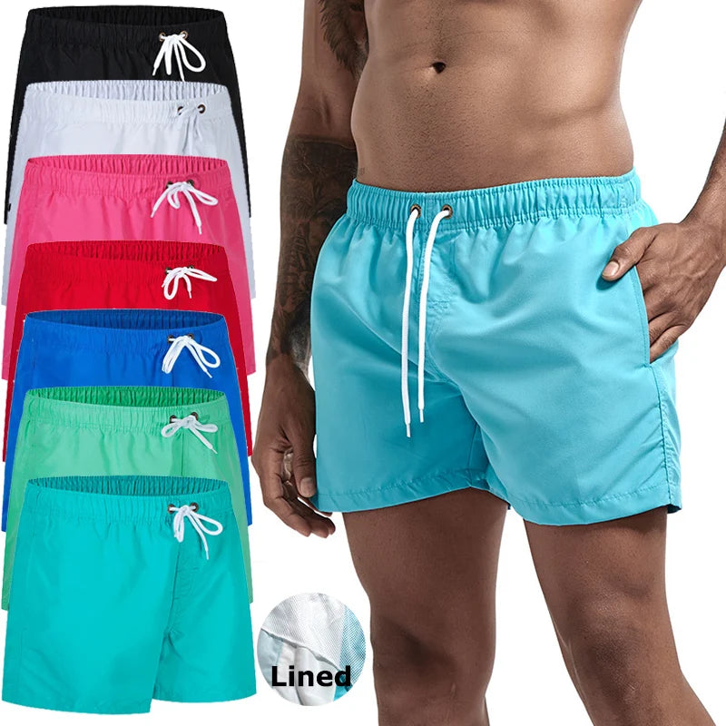 Maillot de bain pour hommes avec doublure en maille poches latérales short de plage solide séchage rapide léger cordon de serrage short de bain maillot de bain d'été