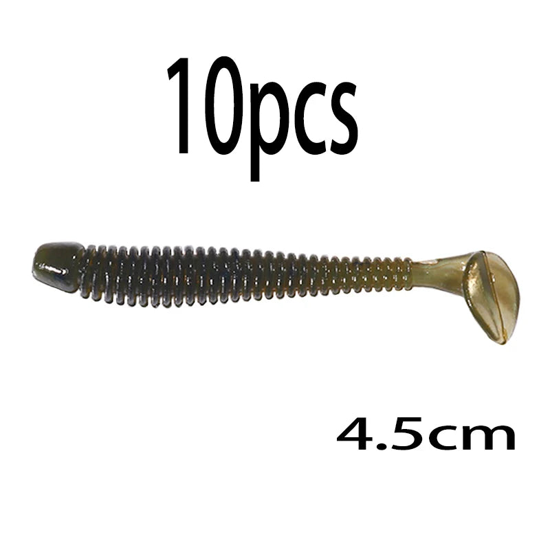 Leurre souple en silicone 4,5 cm avec queue en T — nageur, pêche carpe, black-bass, brochet