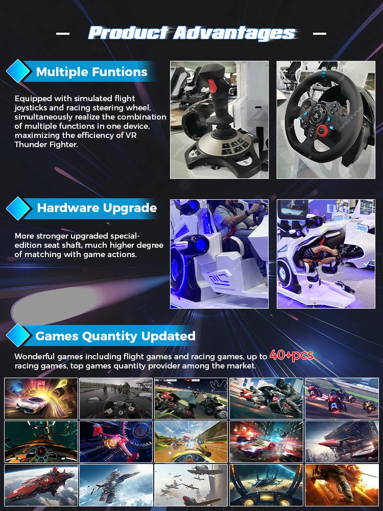 Jeu VR Commercial 1 joueur réalité virtuelle 360 montagnes russes Vr avec Joystick de vol et volant de course