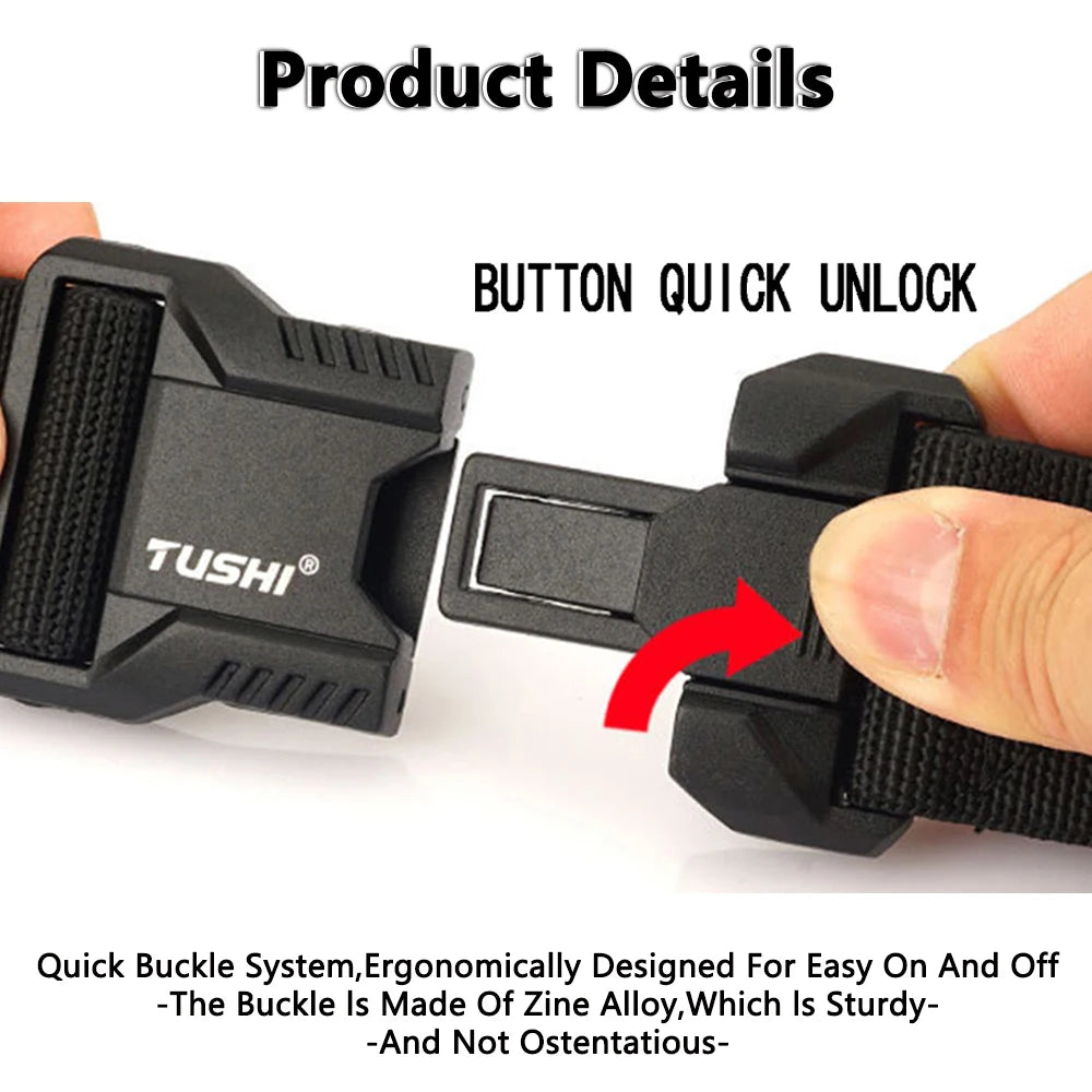TUSHI – ceintures élastiques à boucle enfichable en alliage d'aluminium pour hommes, ceinture tactique Durable, Cowboy, ceinture militaire en plein air, chasse