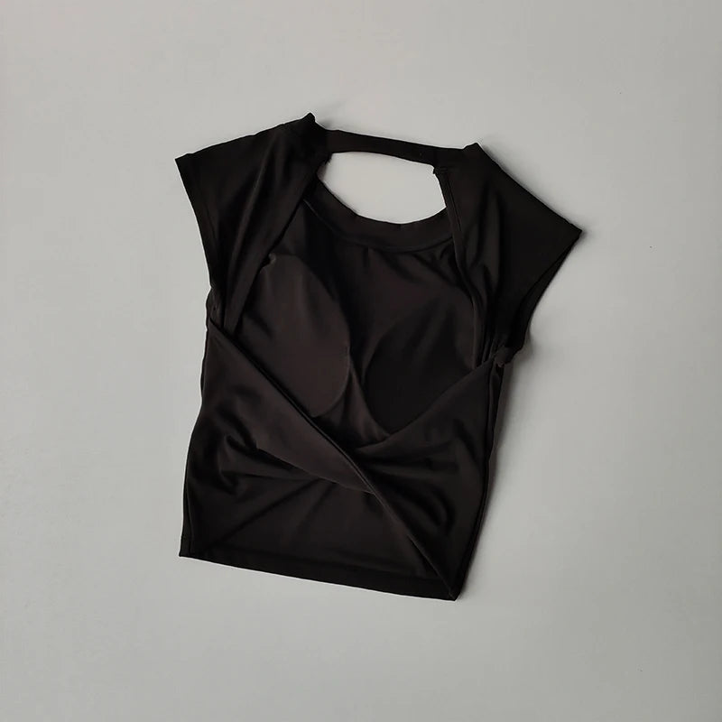 T-Shirt Sport Dos Nu Femme — Yoga Amincissant Séchage Rapide Moulant