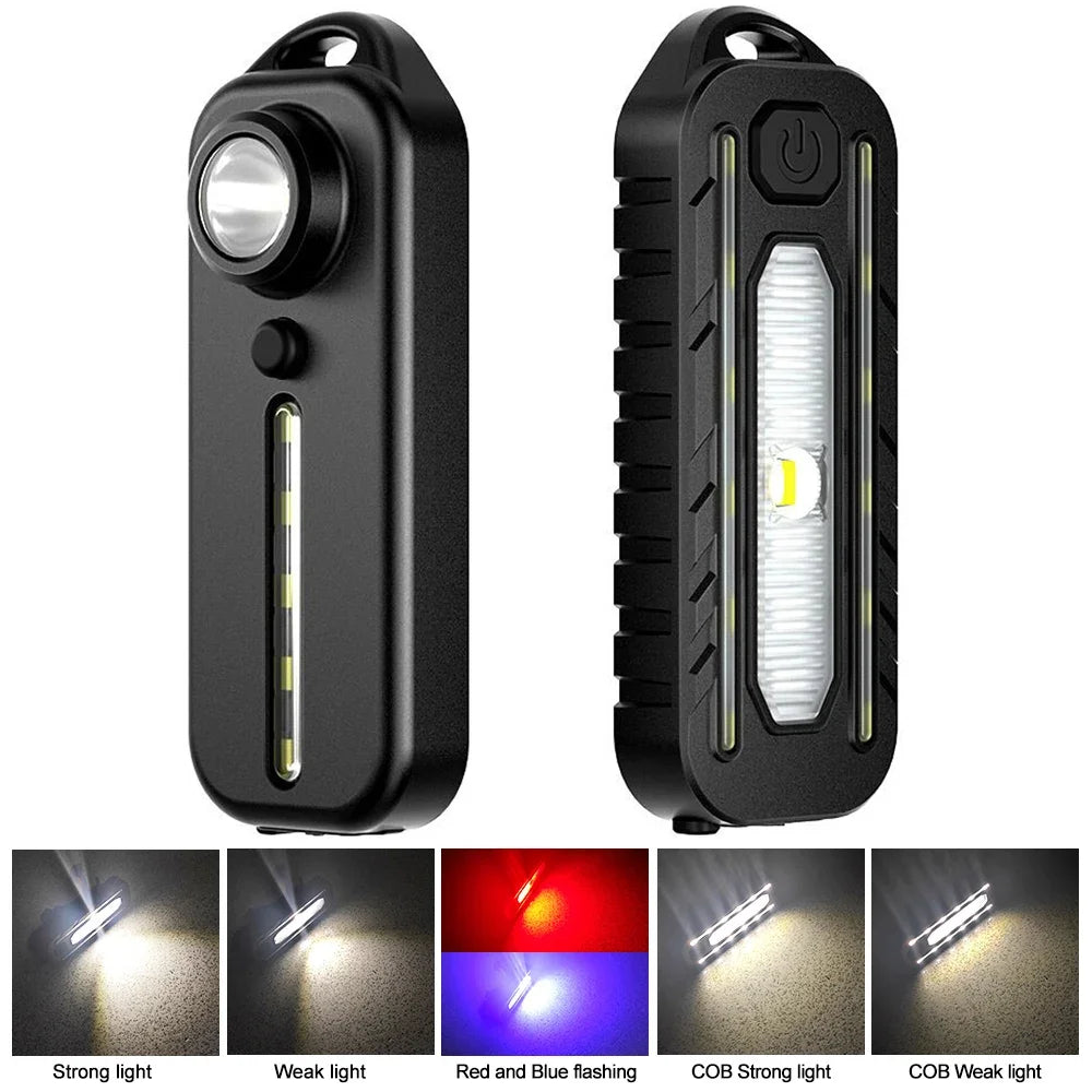 Lampe de poche LED Recharge USB, lampe de travail, porte-clés, pour Police, Clip d'épaule, lumière clignotante d'avertissement, lampe d'extérieur