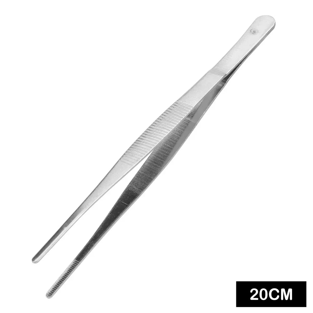 20CM/30CM Stainless Steel Straight Tweezers for Home Garden Kitchen Barbecue, Long Food Tongs