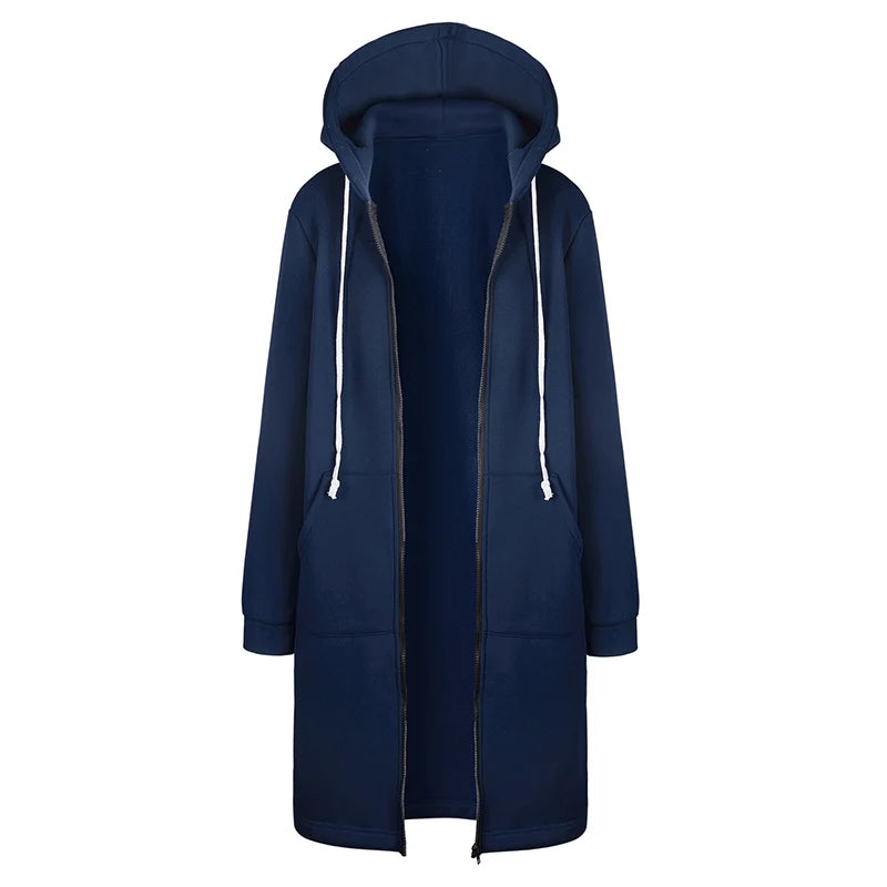 Parka à capuche épaisse pour femme, veste ample, avec fermeture éclair, poche, taille Maxi, robes de sport, vêtements d'extérieur, automne hiver 2024