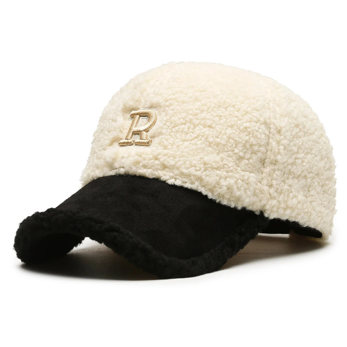 Gorras de béisbol de invierno a la moda en blanco y marrón para hombres, gorros de lujo de lana de cordero para mujeres, sombrero de golf a prueba de viento para exteriores, gorra para hombre