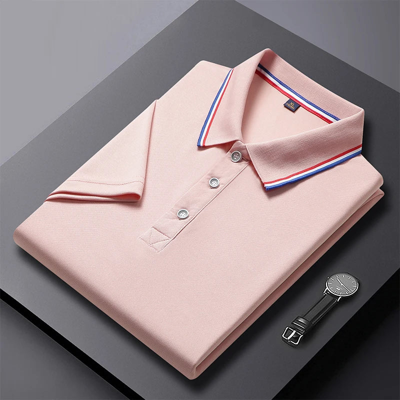 Polo de negocios de manga corta para hombre, top con cuello polo, camiseta casual, documento sólido, verano, 2024, 2024