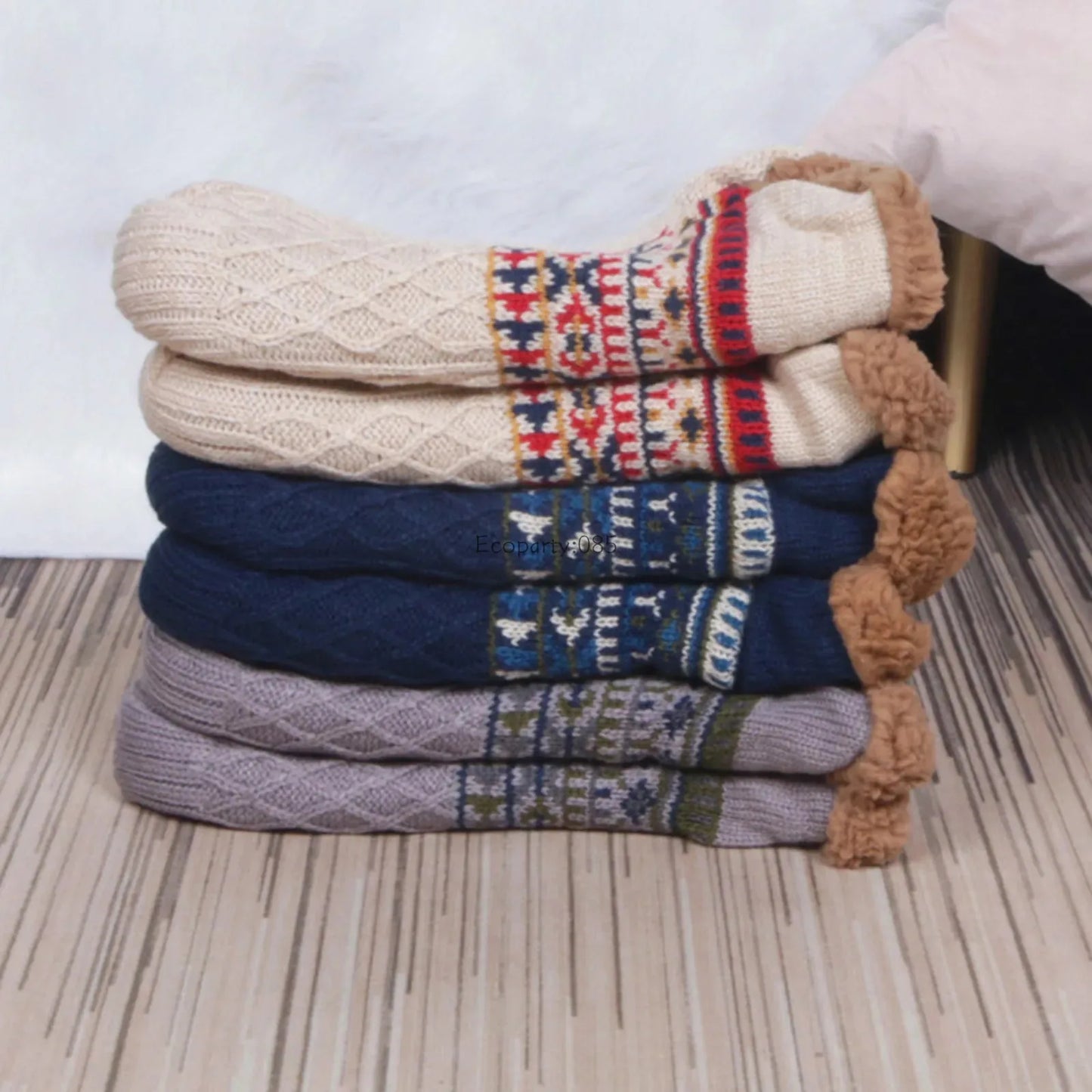 Calcetines antideslizantes para el suelo, súper cálidos, para mujeres y hombres, calcetines de nieve, alfombras para dormir, pantuflas, botas de terciopelo, ropa de casa