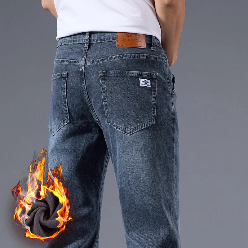 Men's Warm Winter Fleece-Lined Jeans, Thick, Stretchy, Casual, Lightweight Pants for Office and Everyday Wear