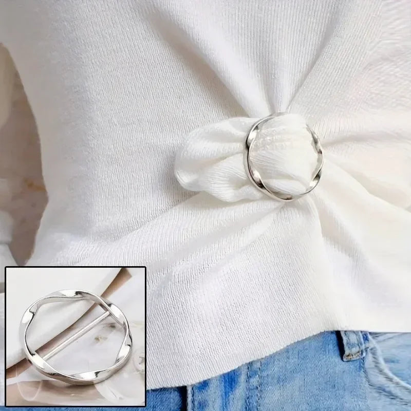 Pince Boucle Métal Cercle T-Shirt 5 Pièces — Châle Cravate Broche Polyvalent