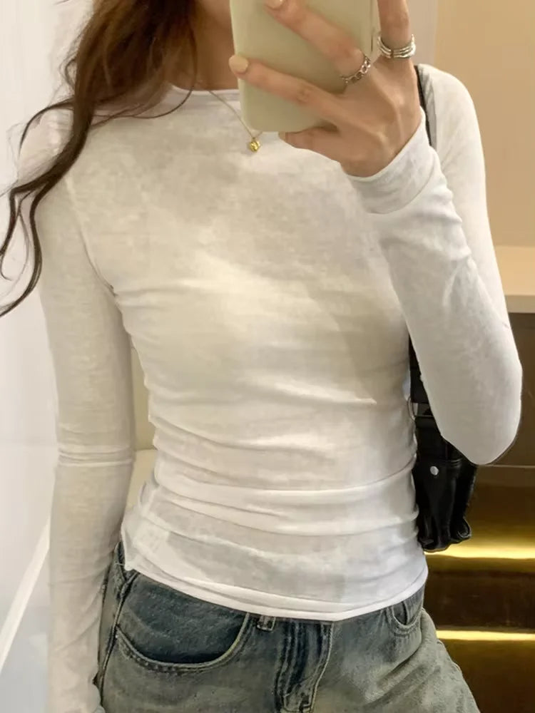 Women's Short-Sleeve Round-Neck T-shirt, Casual Streetwear, High Quality, Spring-Autumn Collection