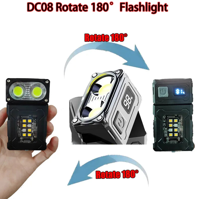 MINI lampe de poche LED Rechargeable par USB, lampe de poche Portable à aimant arrière, lanterne de Camping Super brillante, lumière de secours COB latérale