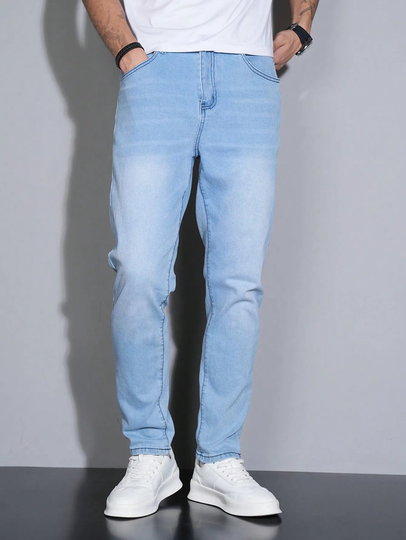 Manfinity Men Men's Skinny Casual Versatile Pocket Jeans