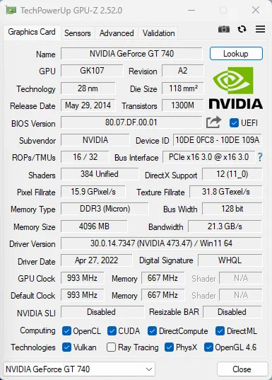 MLLSE GT730 4GB GT740 4GB carte graphique GDDR3 128Bit DVI VGA PCI-E 3.0 Geforce GPU Gt 730 carte vidéo De jeu Placa De vidéo
