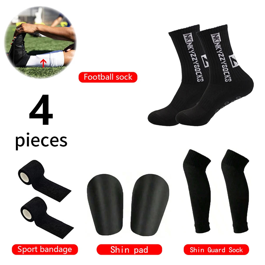 Kit Football 4 Pièces — Chaussettes + Manchons Protège-Tibias + Bandages