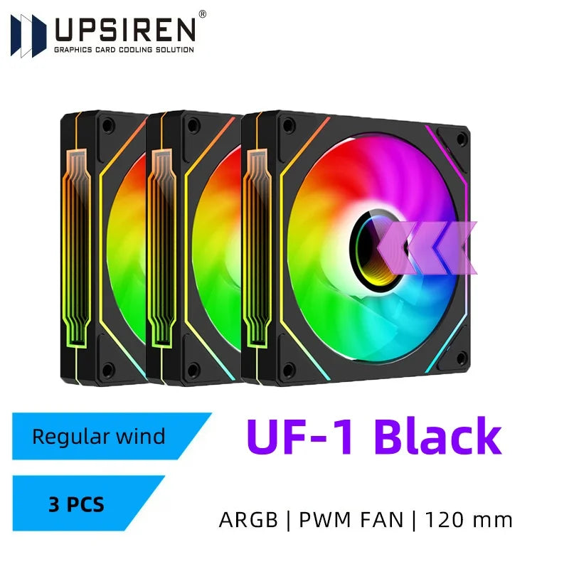 UPSIREN UF-1 PRISM 4 PRO ventilateur de châssis d'ordinateur 12 cm ARGB 4 broches PWM ventilateur de refroidissement silencieux 12 V grand Volume d'air 45.2CFM/600-1500 tr/min