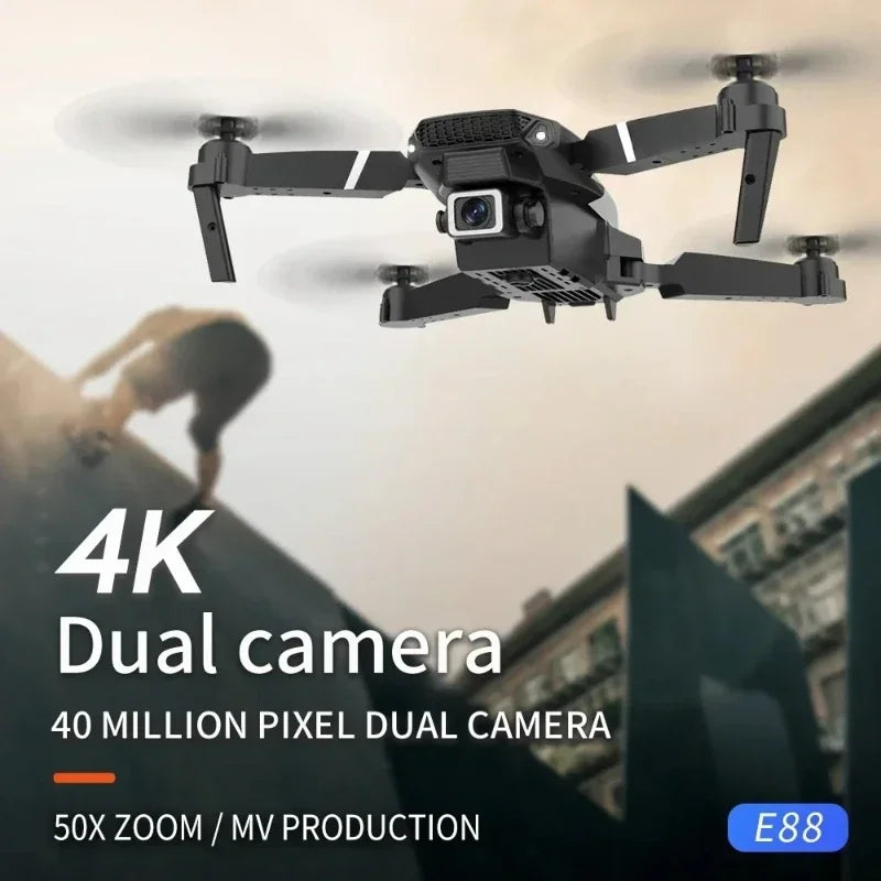 Nouveau Drone E88 Pro WiFi FPV-caméra HD grand Angle 4K/1080P quadrirotor pliable avec maintien d'altitude