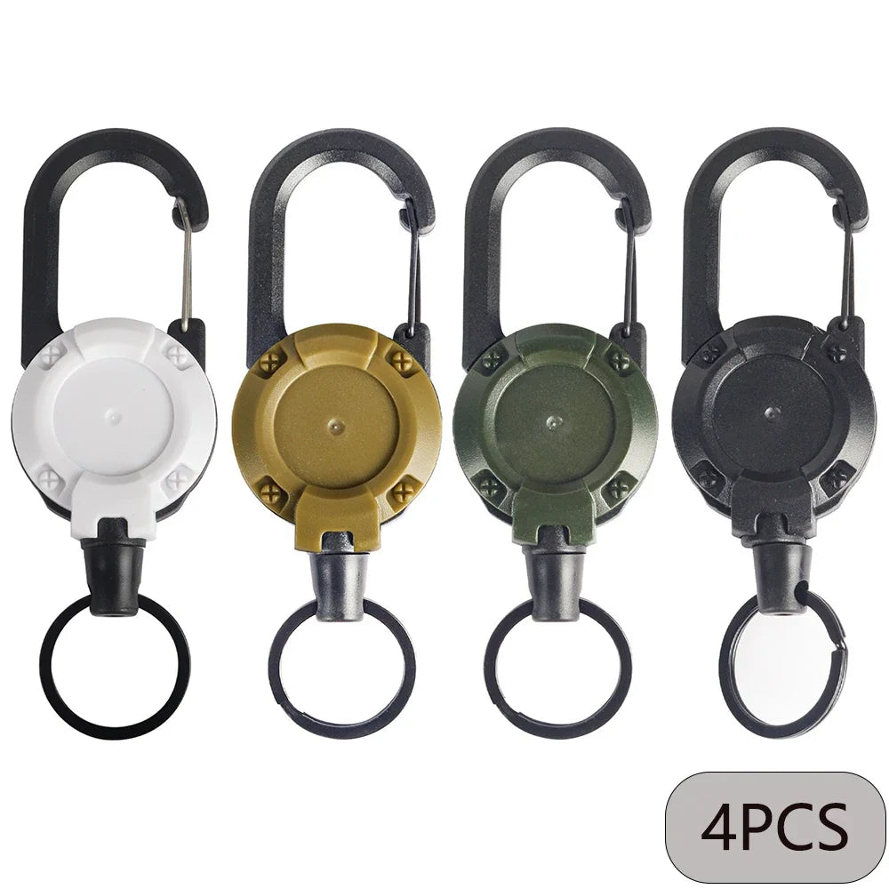Llaveros retráctiles extensibles, carretes de insignia, clip resistente con mosquetón, para hombres, bolsas de exterior, 1/2/4 piezas