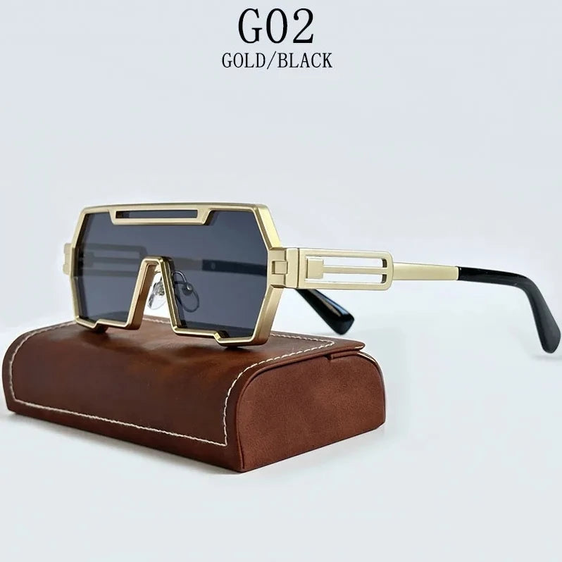 Men's Heavy Metal Steampunk Sunglasses Square Vintage Punk Retro Fashion Eyewear Gafas De Sol Hombre Lunette De Soleil Homme