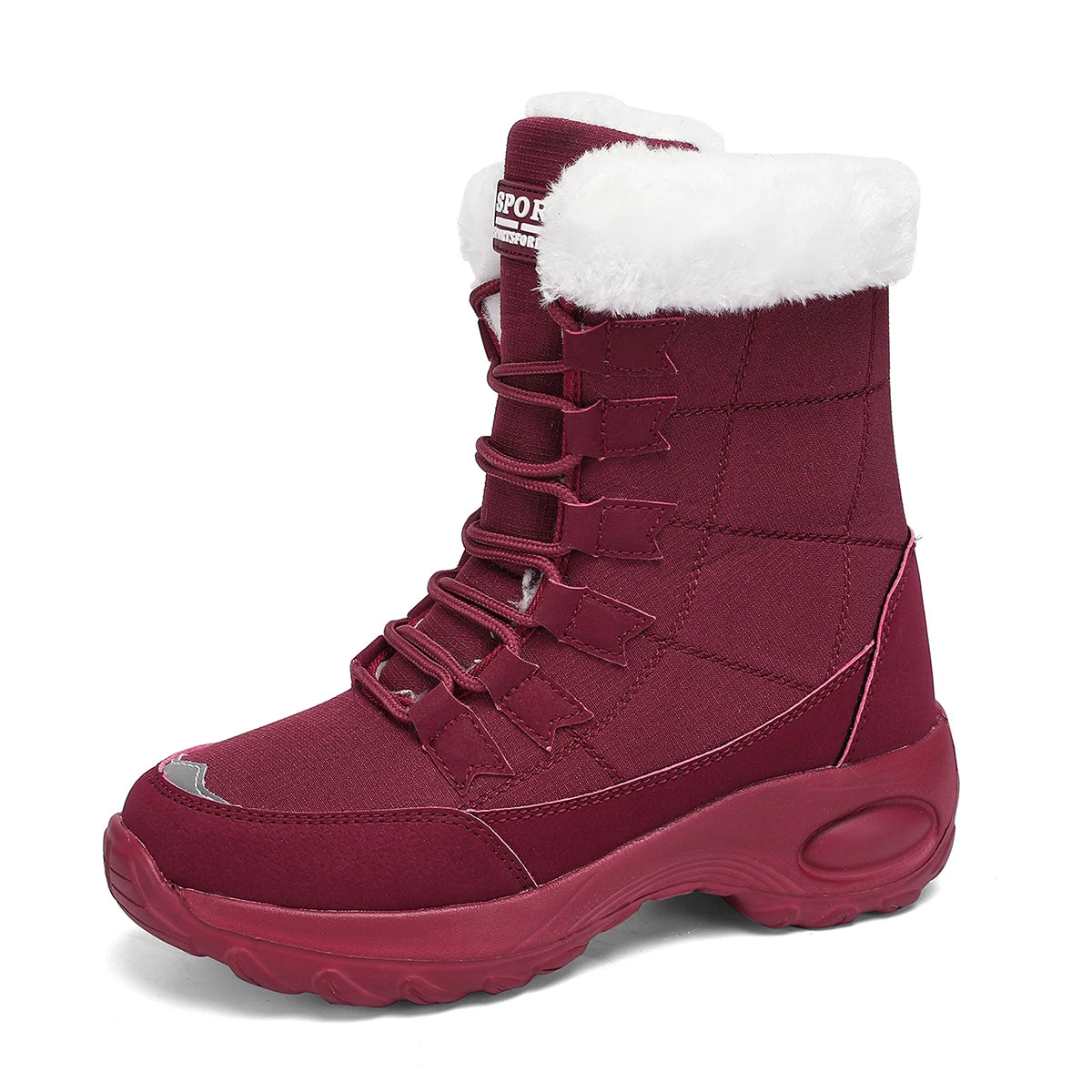Botas de mujer con cordones cómodas impermeables botines Zapatos de mujer invierno cálido de calidad media pantorrilla botas de nieve