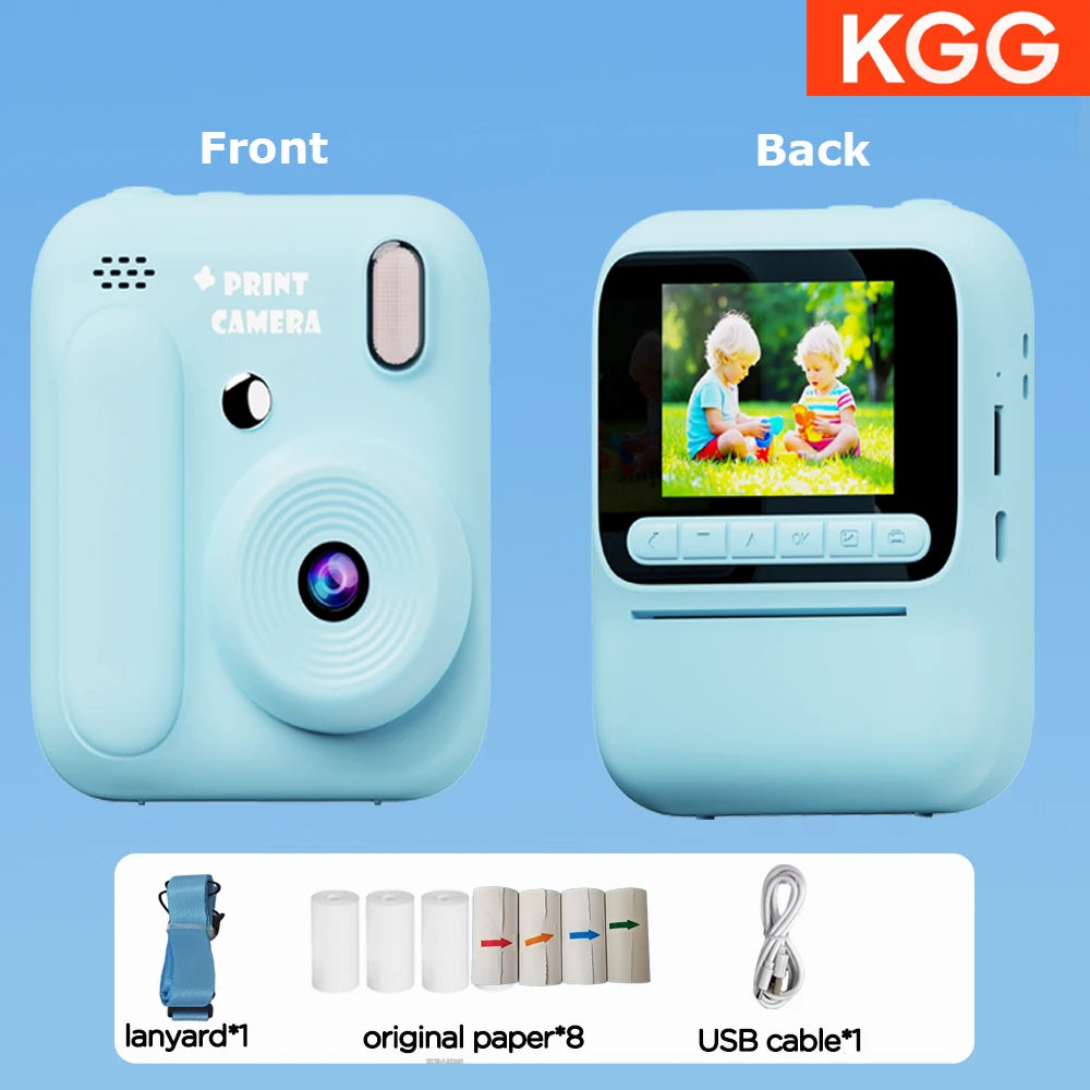 Instant Camera for Kids, Color Printing, 32GB, 1080P, Thermal Print Toy, Photo, Video Games, Music, Children's Gift