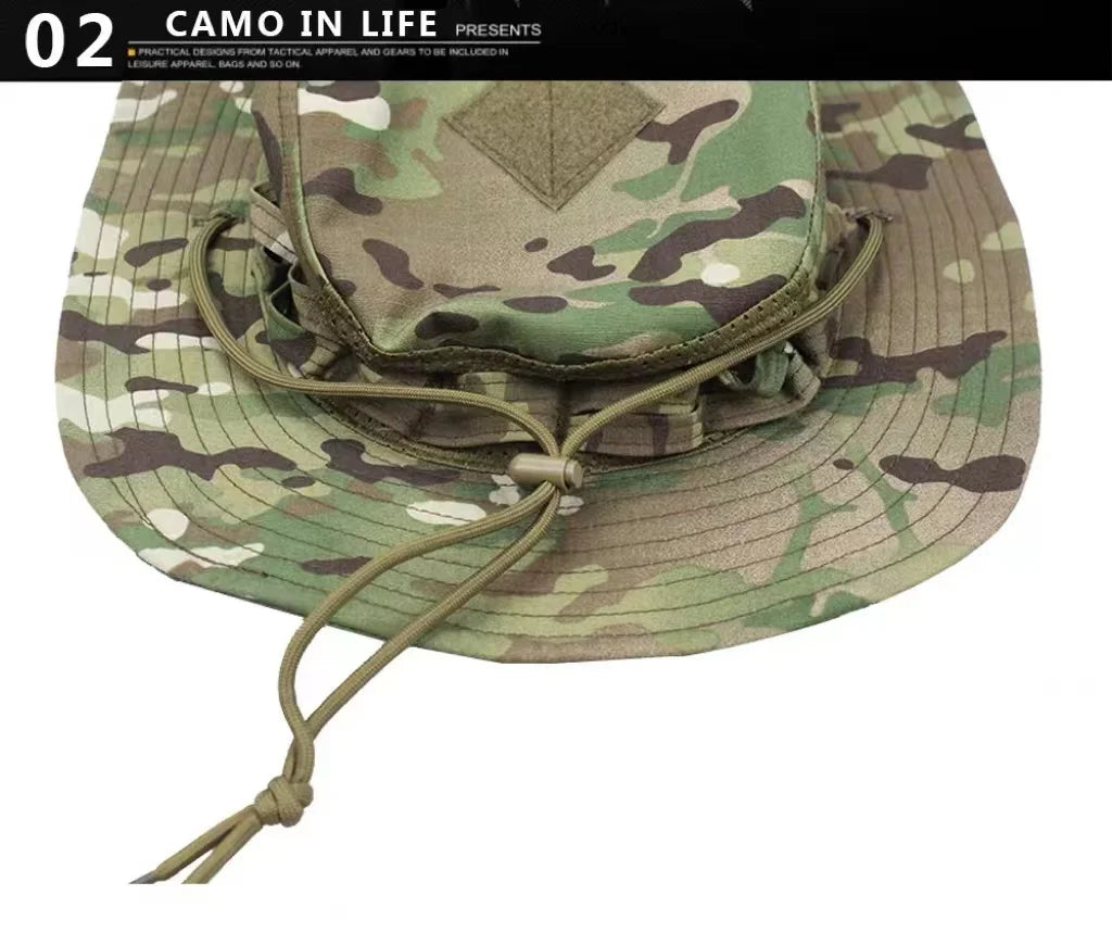 Nouveau 2026 Casquette Bob Camouflage Multicam avec Poche Carrée pour Passionnés de Tactique, Chapeau de Soleil pour Pêche, Randonnée et Activités de Plein Air