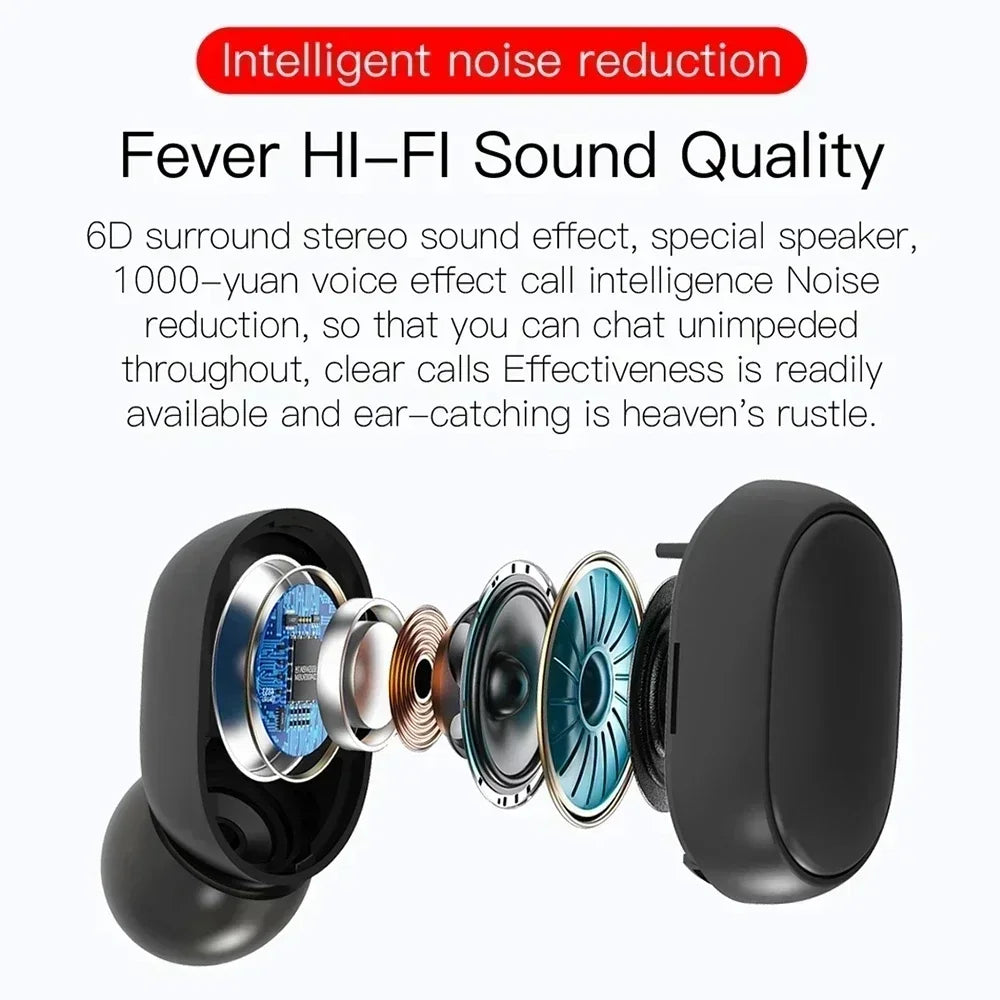 Écouteurs Bluetooth sans fil TWS — antibruit, contrôle tactile, stéréo, étanche, avec microphone