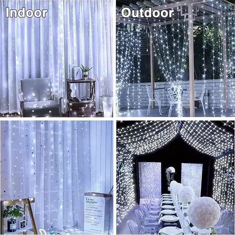 Guirnalda de luces LED de 3Mx1M/2M/3M, luces de hadas USB para Año Nuevo, boda, fiesta festiva, Navidad, decoración de cortina de casa